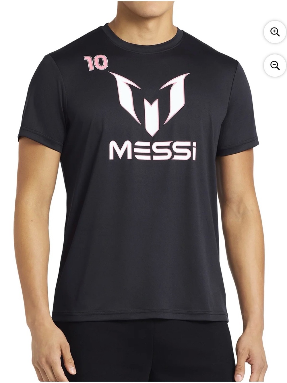 Men’s Messi Logo Black Tee, dri-fit, Large